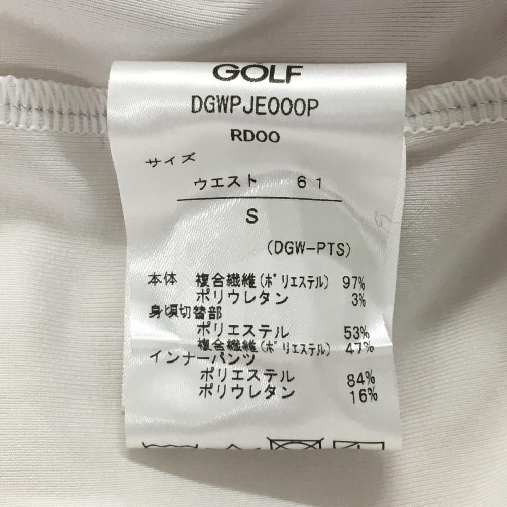 超美品】デサントゴルフ スカート 白×レッド 裾ロゴ 内側インナー