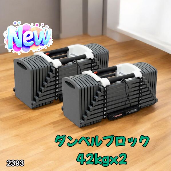 2393 可変式 ブロック ダンベル 42kg 2個セット 簡単 重量 調整 可能