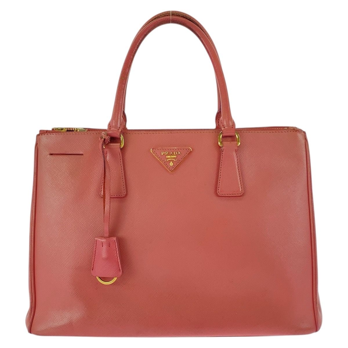 PRADA プラダ ガレリア サフィアーノ 三角ロゴプレート ピンク