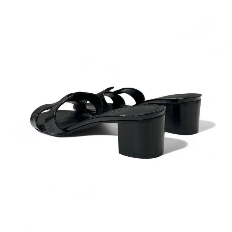 エルメス HERMES オアジス サンダル 靴 シューズ レザー ブラック 黒