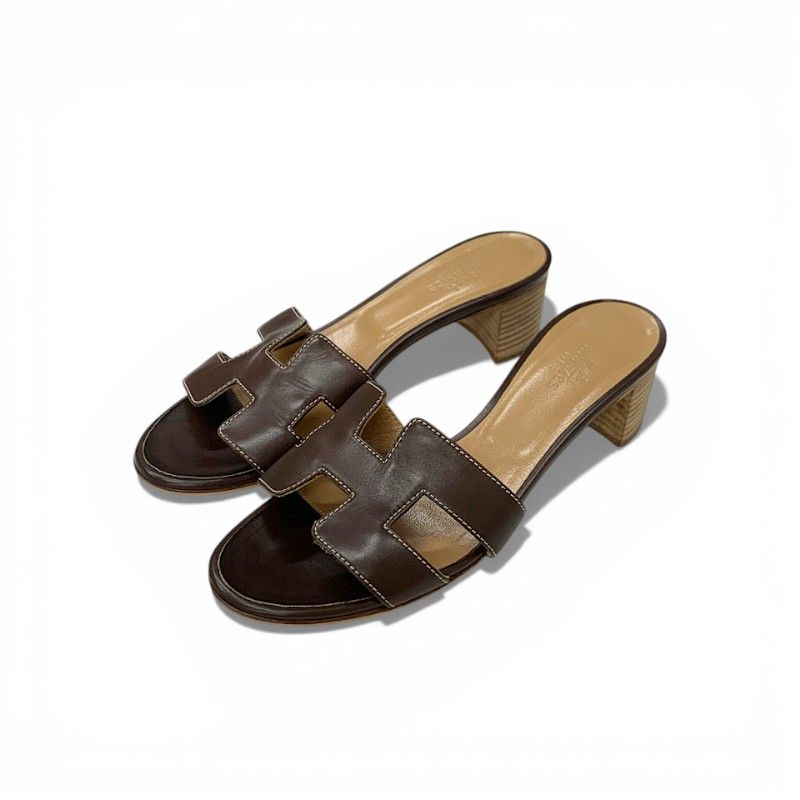 エルメス HERMES オアジス サンダル 靴 シューズ レザー ブラウン
