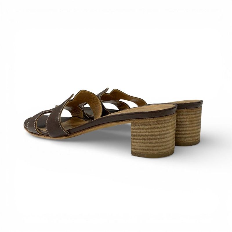 エルメス HERMES オアジス サンダル 靴 シューズ レザー ブラウン