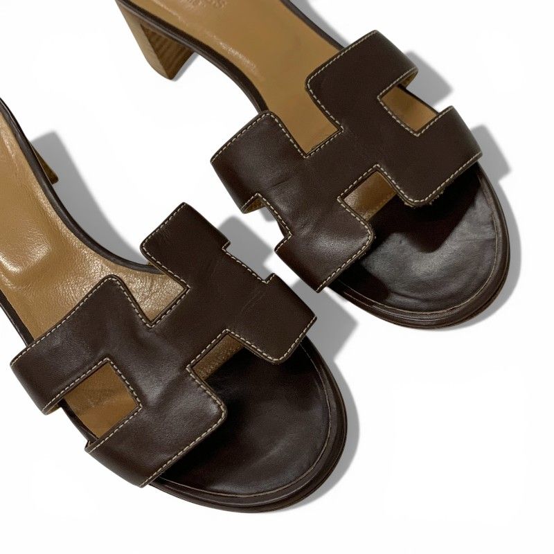 エルメス HERMES オアジス サンダル 靴 シューズ レザー ブラウン