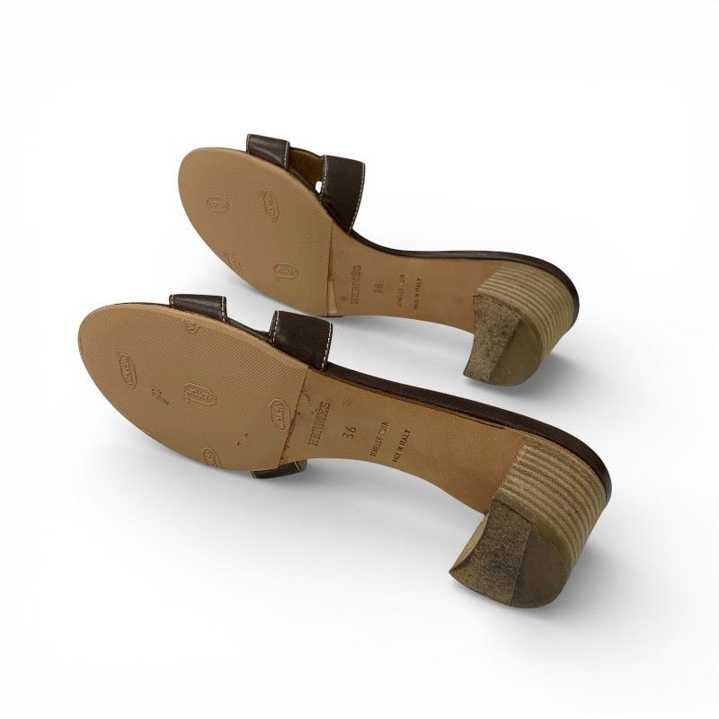 エルメス HERMES オアジス サンダル 靴 シューズ レザー ブラウン