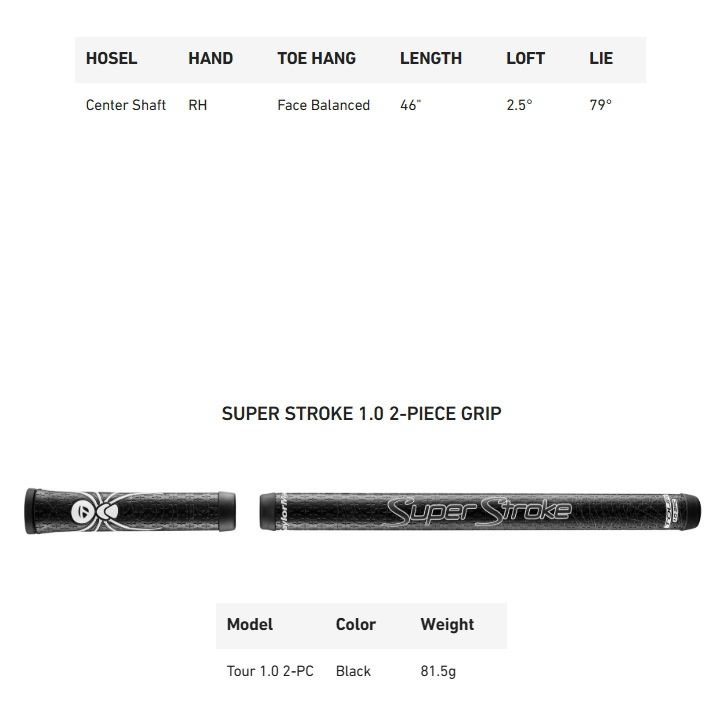 右用 テーラーメイド スパイダー ツアーS ロング センターシャフト 46