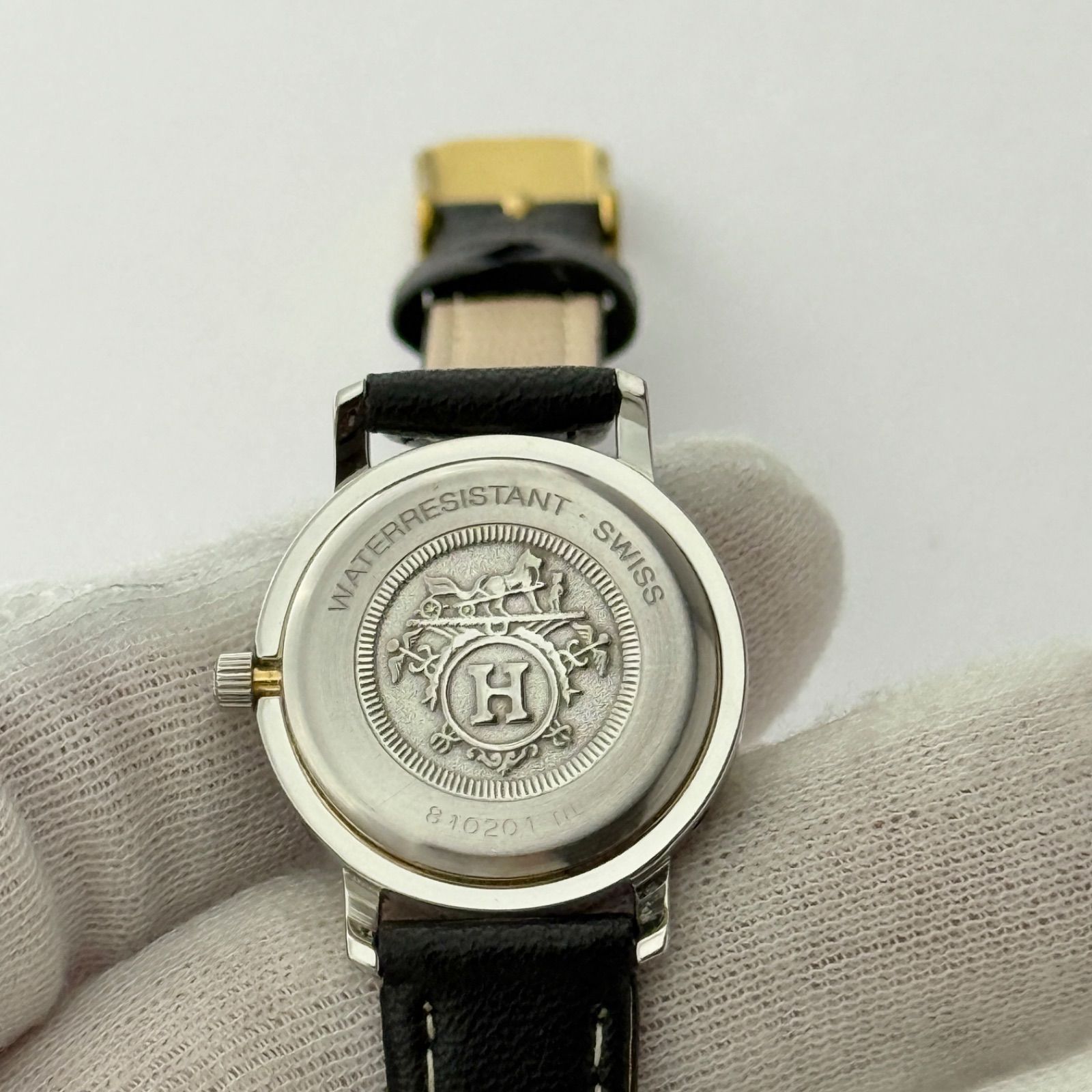 エルメス クリッパー デイト 新品ベルト 新品電池 レディース 腕時計