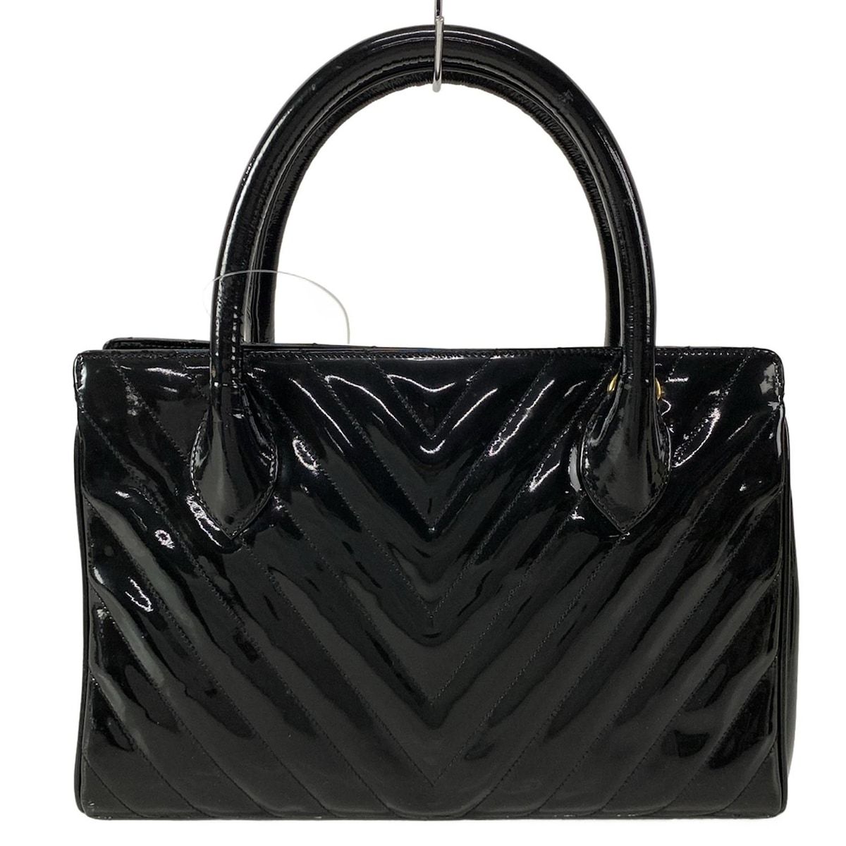 CHANEL(シャネル) ハンドバッグ Vステッチ(シェブロン) 黒 ゴールド