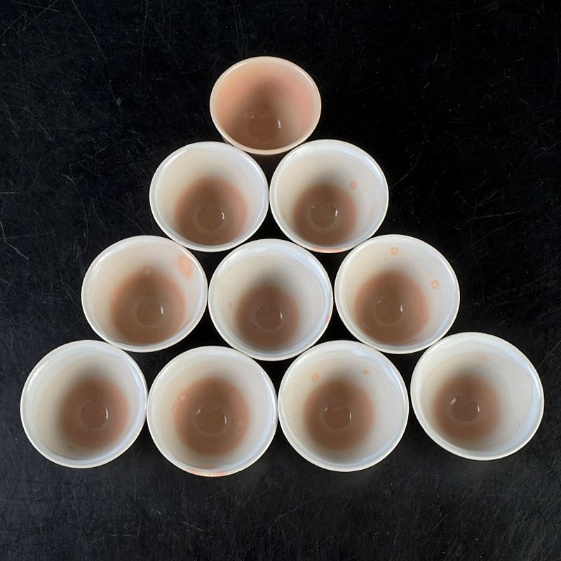 煎茶道具 萩焼 煎茶碗 萩峯作九客 萩玉作一客 十客まとめて C S645