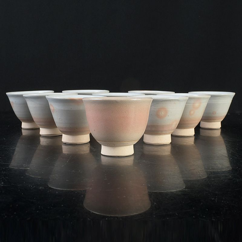 煎茶道具　萩焼　煎茶碗　萩峯作九客　萩玉作一客　十客まとめて　C　5928 煎茶道具 萩焼 煎茶碗 萩峯作九客 萩玉作一客 十客まとめて C S645