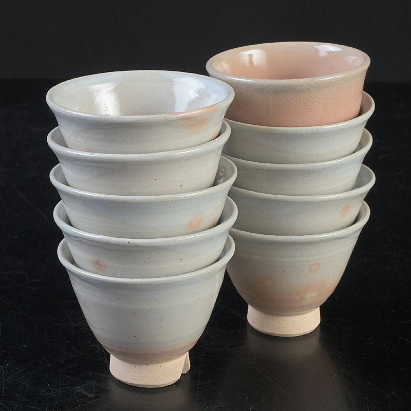 煎茶道具 萩焼 煎茶碗 萩峯作九客 萩玉作一客 十客まとめて C S645