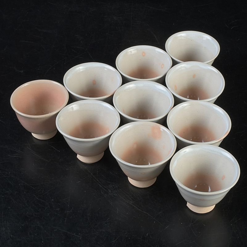 煎茶道具 萩焼 煎茶碗 萩峯作九客 萩玉作一客 十客まとめて C S645