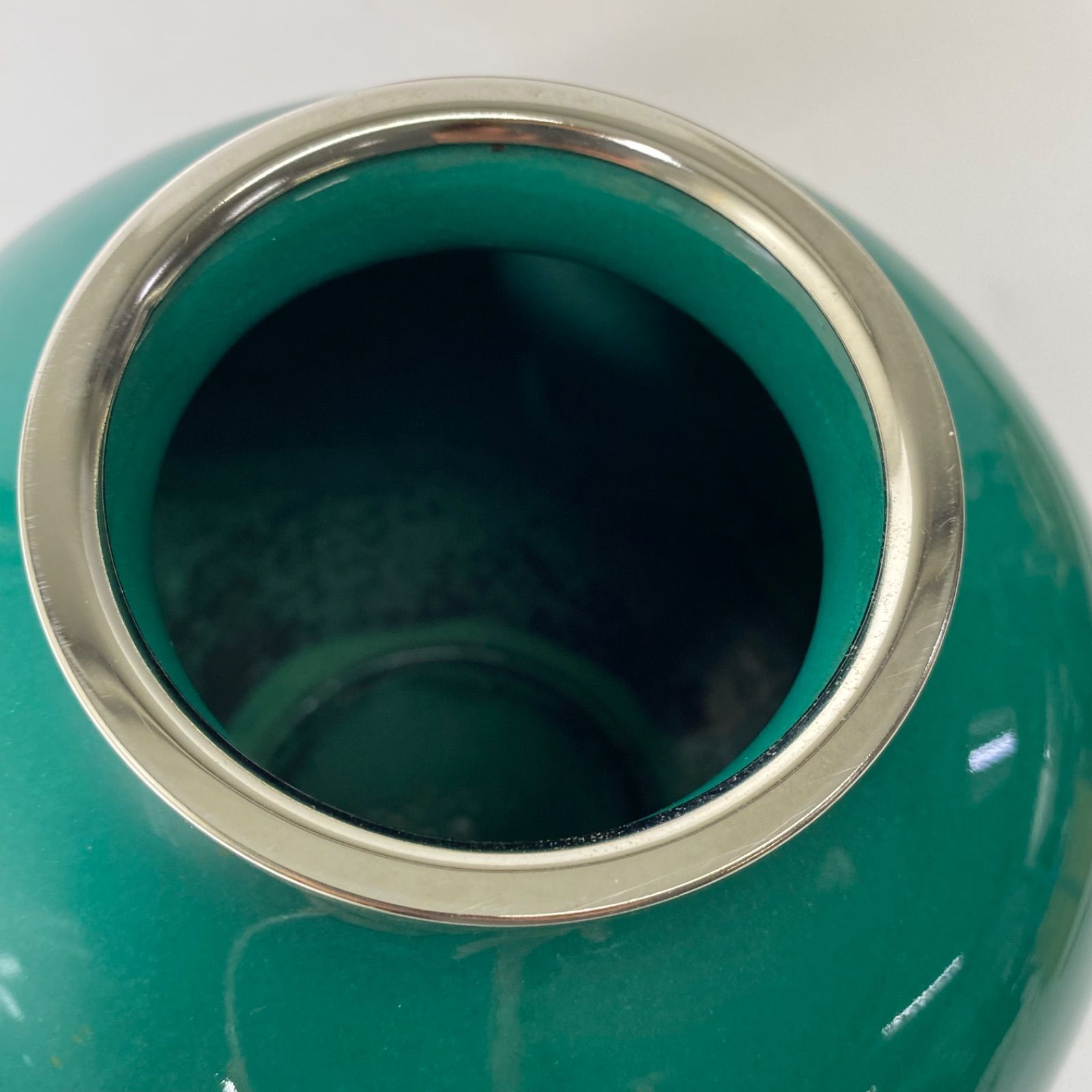 七宝焼 花瓶 壺 緑釉 大型 木箱付 記念品 定年祝い 飾り壺 伝統工芸