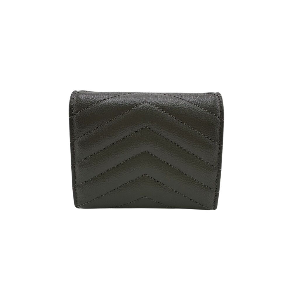 SAINT LAURENT サンローラン MRT692061 Vステッチ 三つ折り財布 グレー
