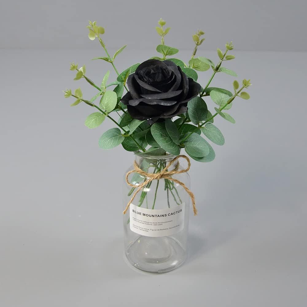 siawadeky バラ 造花 黒ローズ 9本セット 一輪 花束 黒薔薇 アート