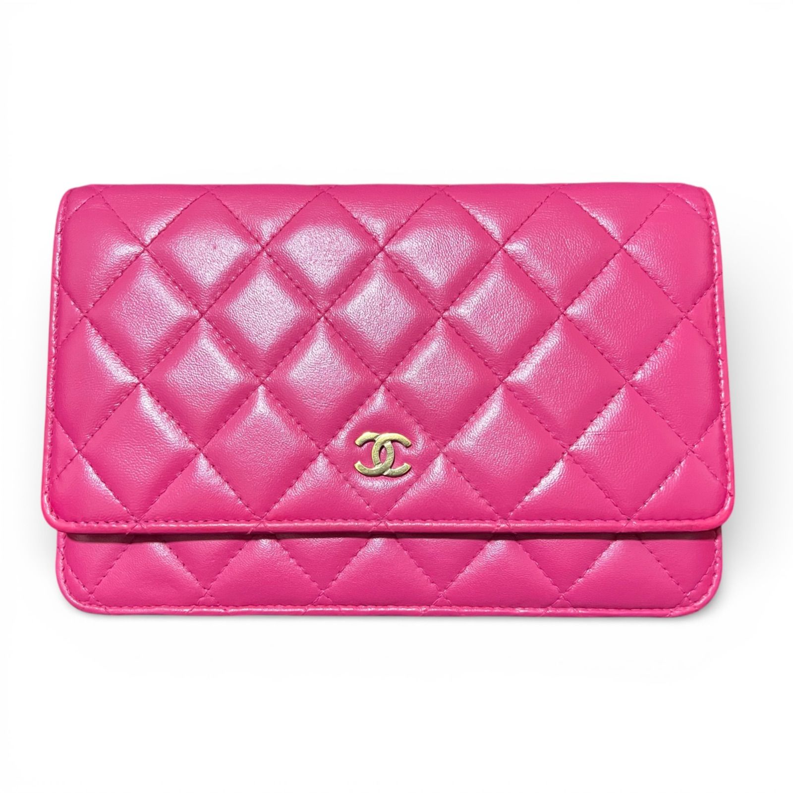 CHANEL シャネル ラムスキン マトラッセ チェーンウォレット 長財布