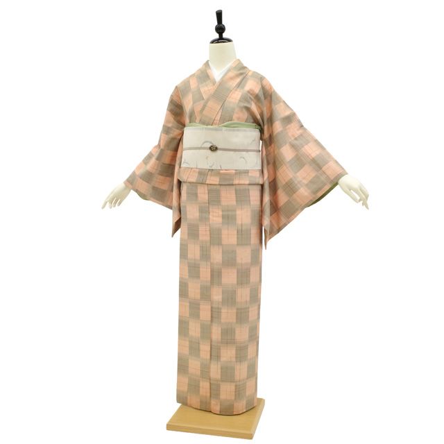 中古】 真綿紬 着物 リサイクル 正絹 袷 紬 みちのく 古代糸織 真綿紬
