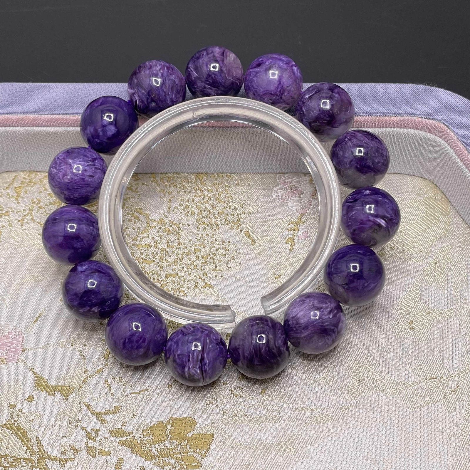 天然石 チャロアイトブレスレット13mm17粒 天然石☆【95Aチャロアイト】☆ブレスレット 天然石 プレゼント ギフト