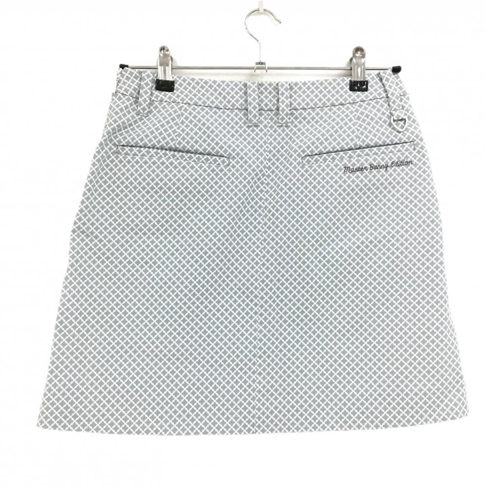 美品】マスターバニー スカート ライトグレー×白 総柄 ロゴ刺しゅう