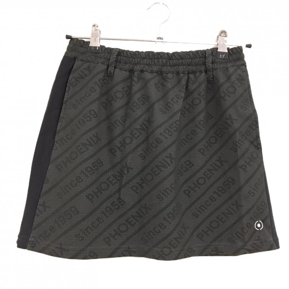 超美品】ピン スカート 黒 斜めロゴ総柄 ウエストゴム 裏地付