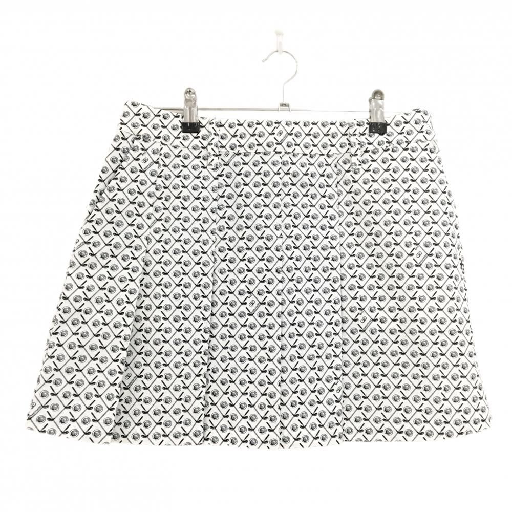 超美品】パーリーゲイツ スカート 白×黒 総柄 ゴルフクラブ ボール