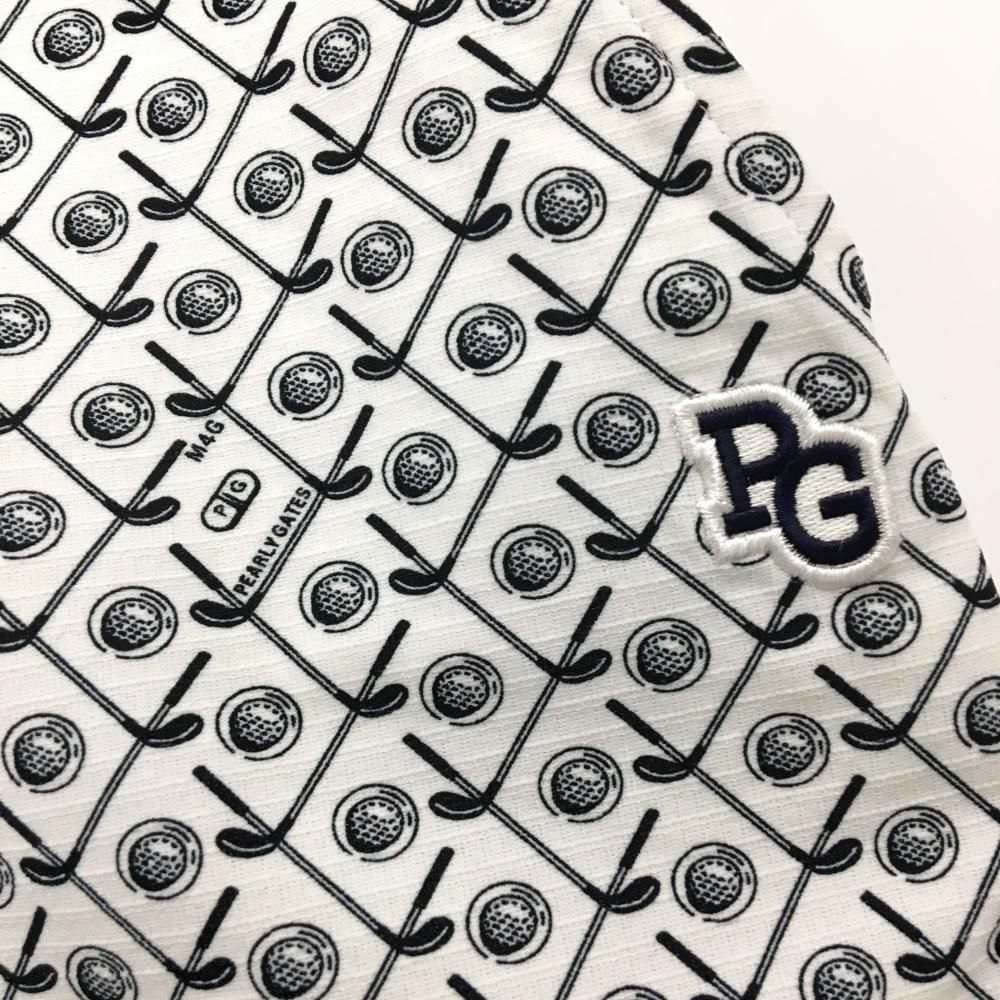 超美品】パーリーゲイツ スカート 白×黒 総柄 ゴルフクラブ ボール