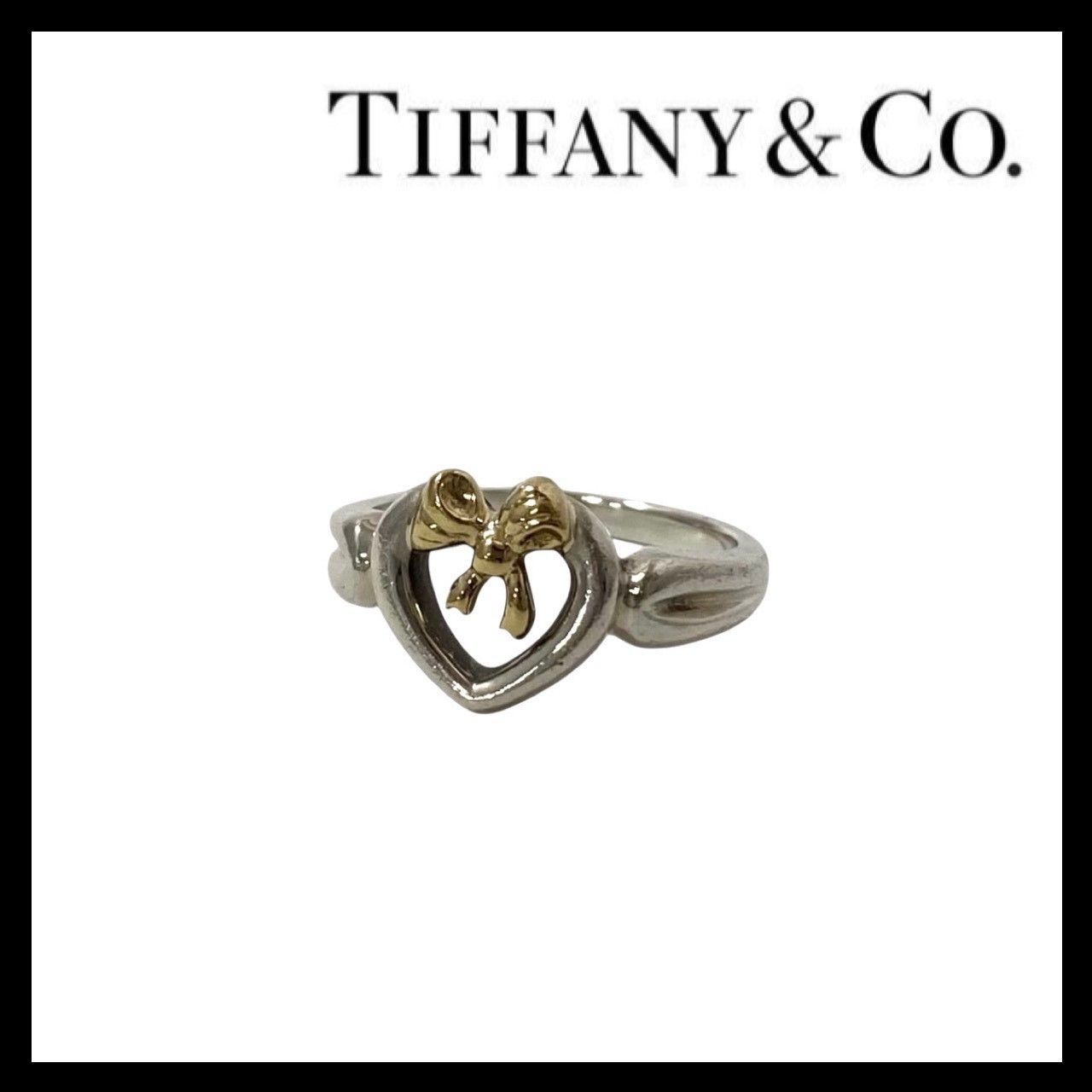 TIFFANY&Co.】ハート リボン リング 1991 SV925 750 総重量約3.7g 11.5 