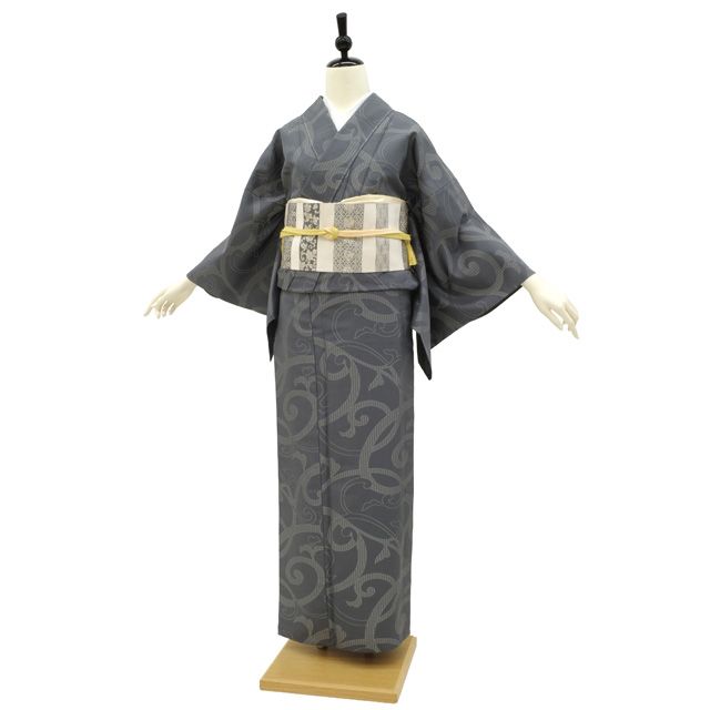 新古品】 御召 単衣 着物 未使用 お召 正絹 春 秋 京都 岡重