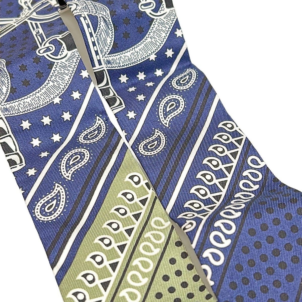 HERMES(エルメス) スカーフ美品 ツイリー H062978S ネイビー×白 リボン