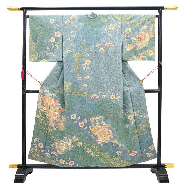 新古品】 訪問着 着物 未使用 フォーマル 正絹 袷 本加工 手染め 金彩