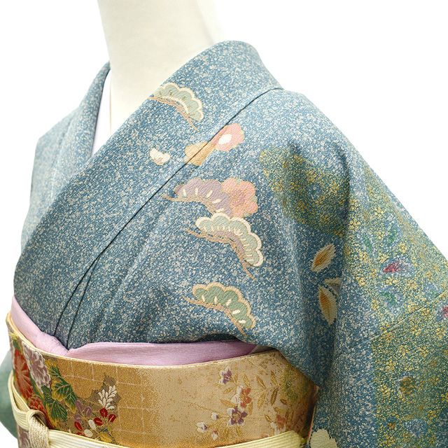 新古品】 訪問着 着物 未使用 フォーマル 正絹 袷 本加工 手染め 金彩