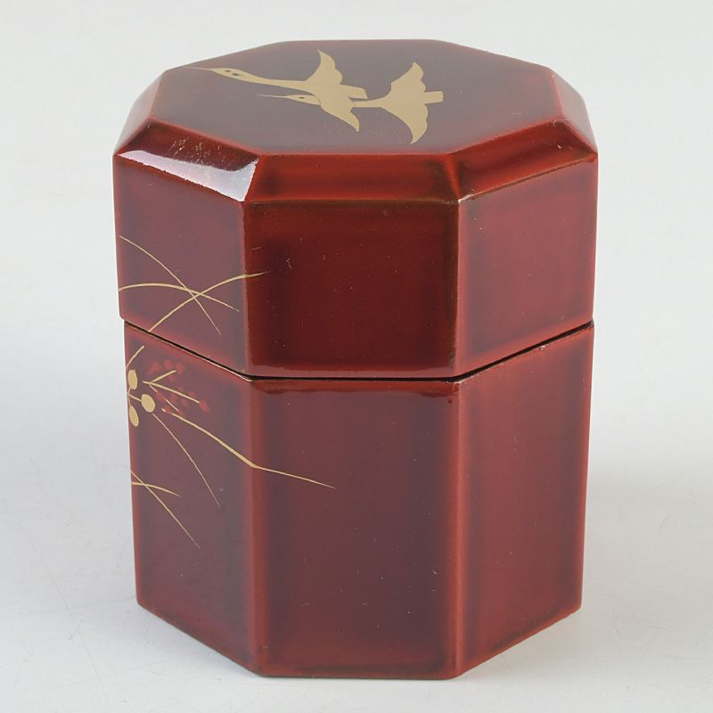 茶道具　塗師　千穂造　井伊大老好　撫子に鵜飼蒔絵　金林寺棗　共箱　V　6452 茶道具 塗師 千穂造 井伊大老好 撫子に鵜飼蒔絵 金林寺棗 共箱 V 6452