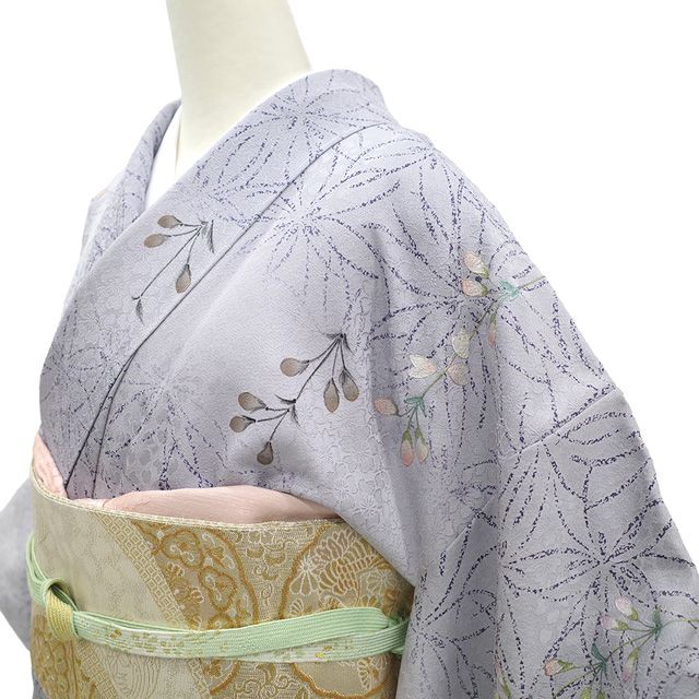 新古品】 付下げ 着物 未使用 正絹 付け下げ 袷 金銀彩加工 ラメ加工