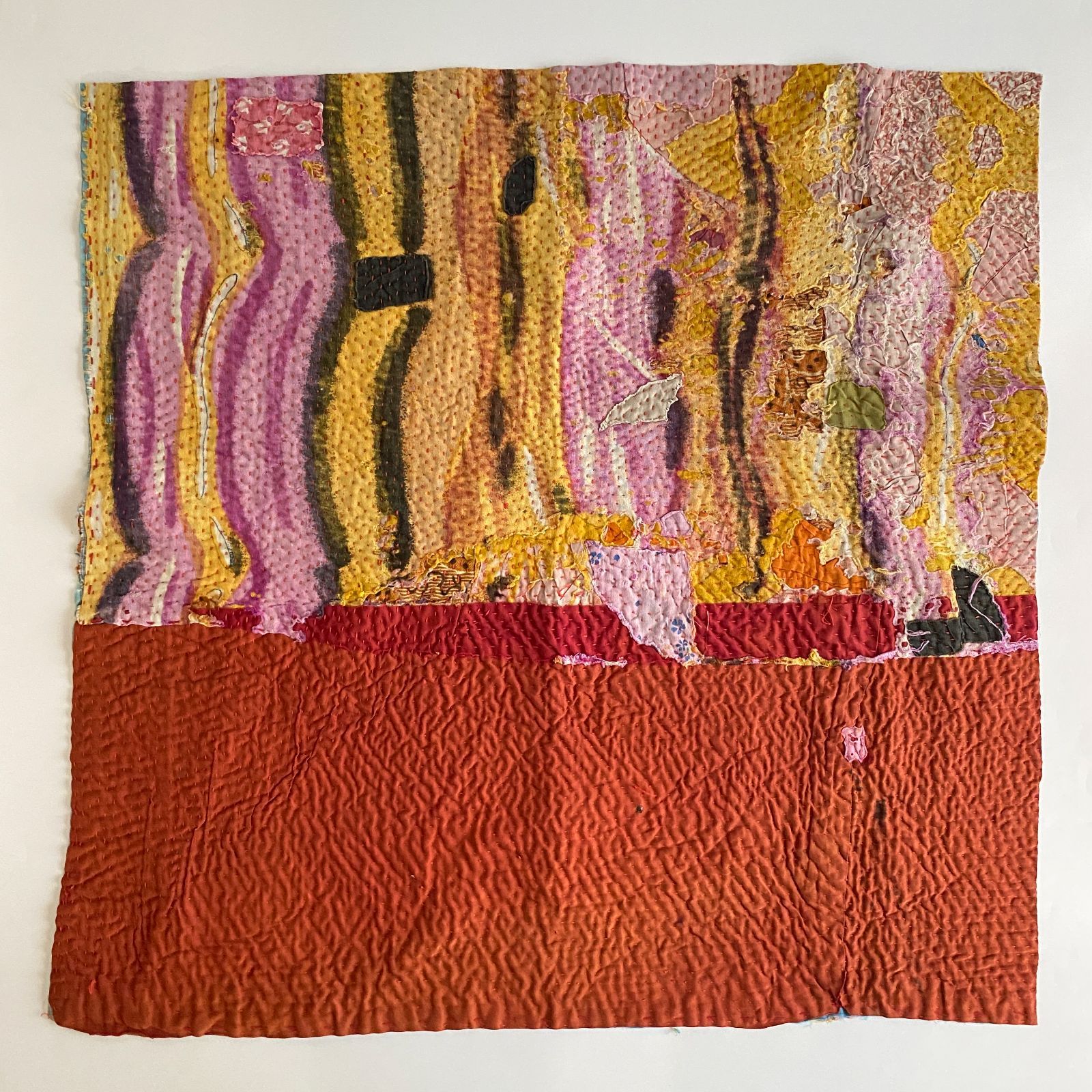 3598 ラリーキルト カンタキルト オールドファブリック ハギレ インド