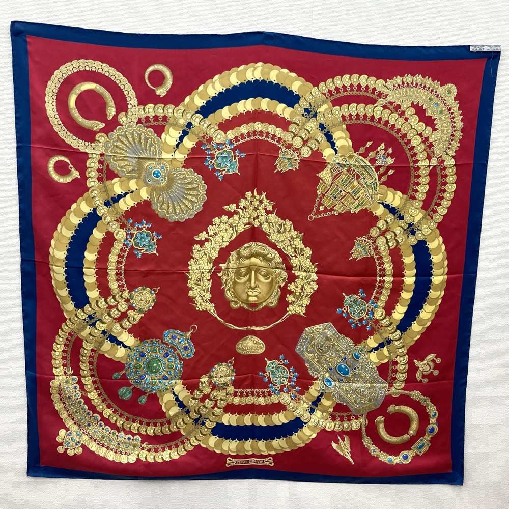 HERMES エルメス カレ90 KOSMIMA 宇宙 スカーフ シルク レッド