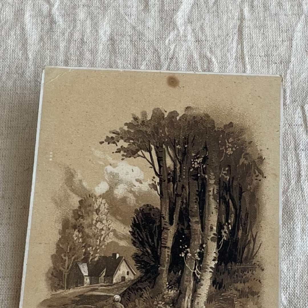 新着】アンティーク ポストカード フランス 優しい風景 イラスト 古い