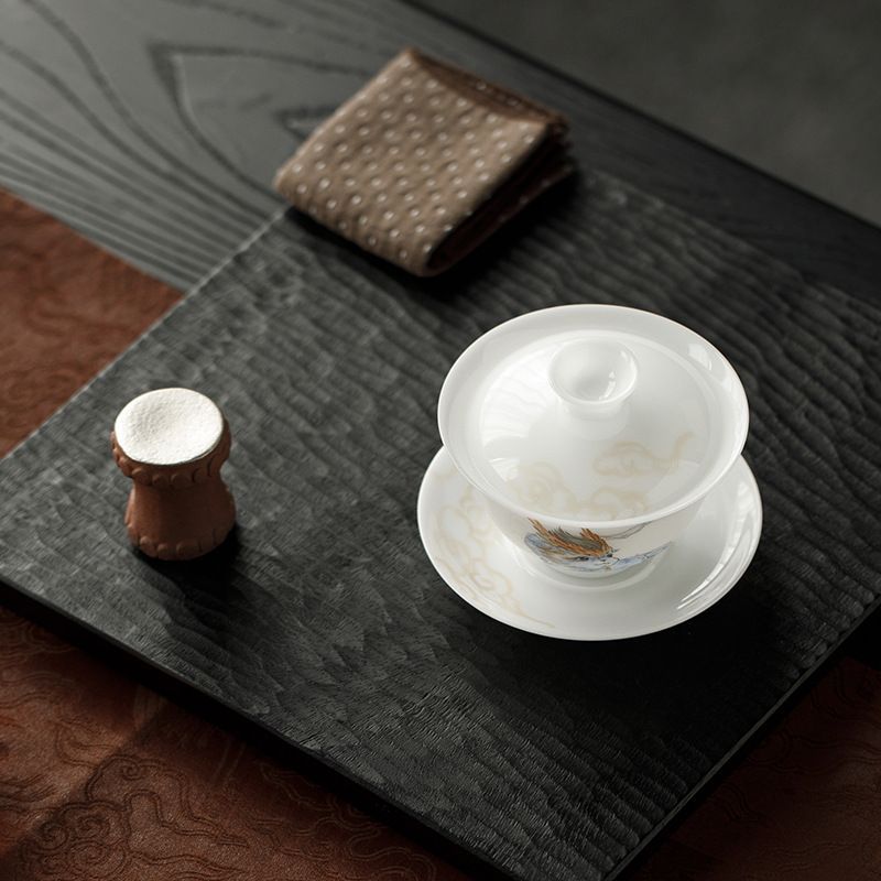 手作り白磁蓋碗 氷玉磁三才蓋碗