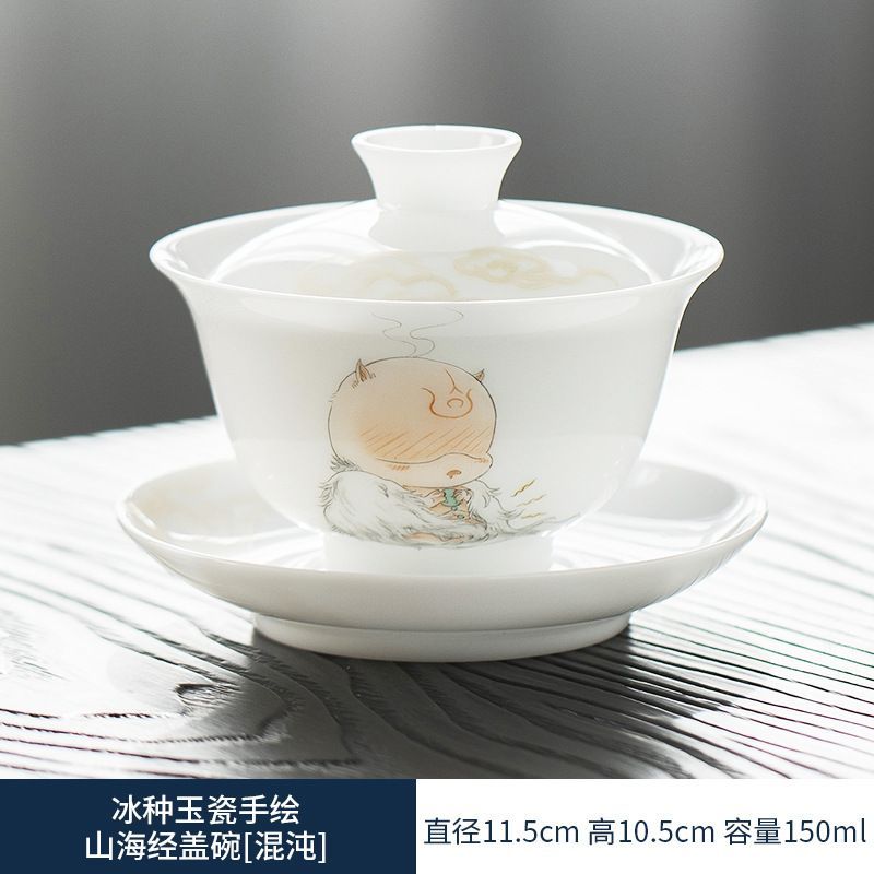 手作り白磁蓋碗 氷玉磁三才蓋碗