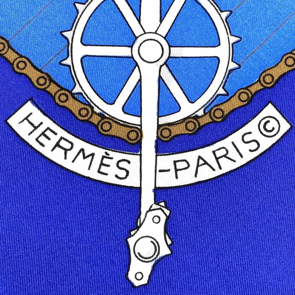 美品 HERMES エルメス カレ90 LES BECANES 自転車 スカーフ シルク
