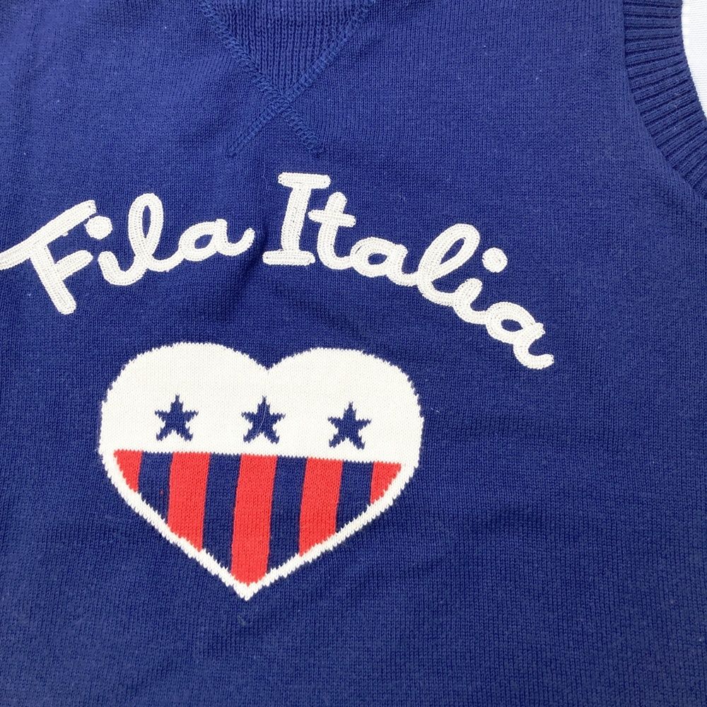 サイズ：M FILA GOLF フィラゴルフ ニット切替 ベスト ネイビー系