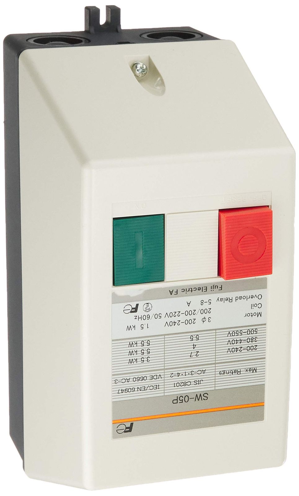 押しボタン付電磁開閉器 AC 200 V SW-05 P-200 1.5 KW-