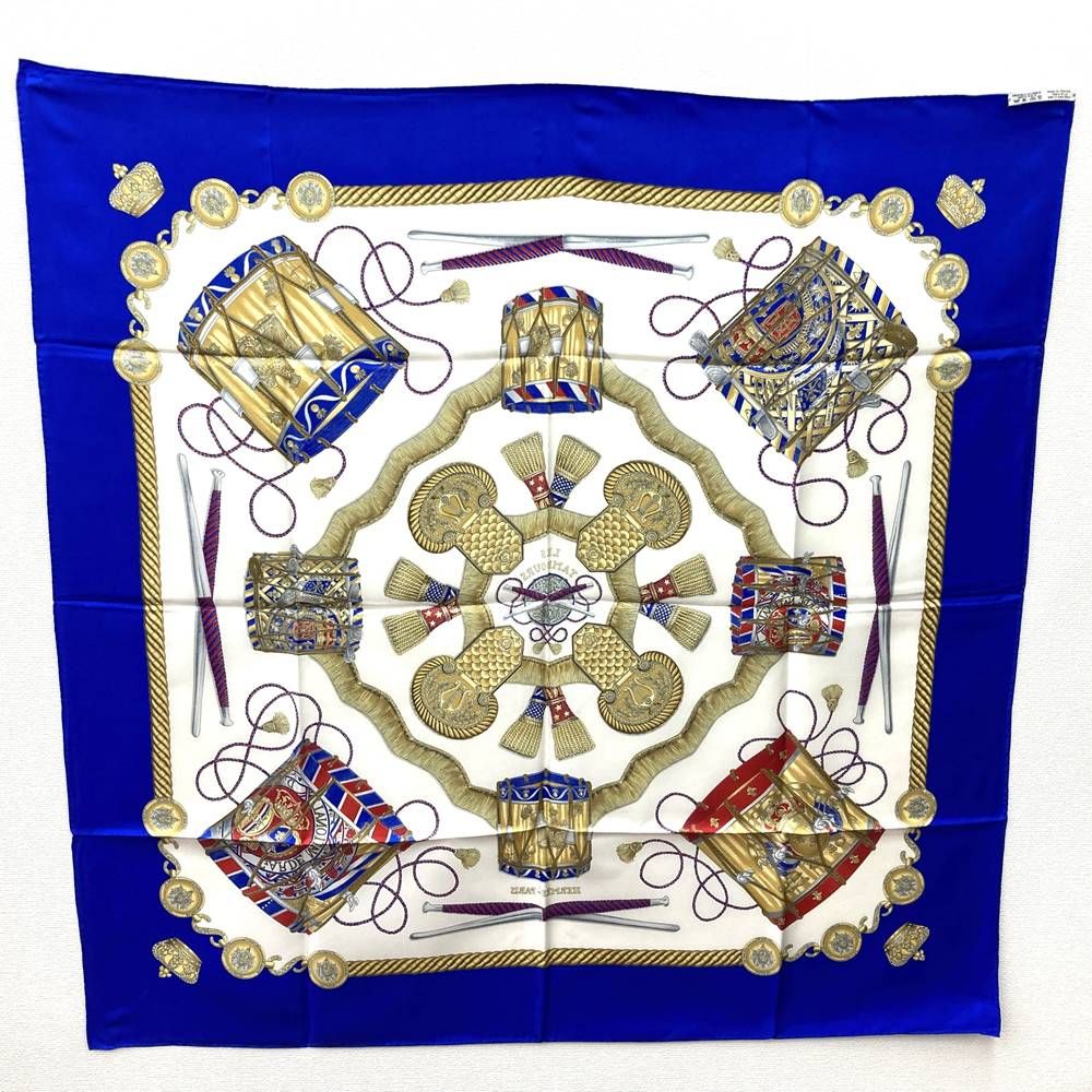 美品 HERMES エルメス カレ90 LES TAMBOURS タンブールの太鼓 スカーフ