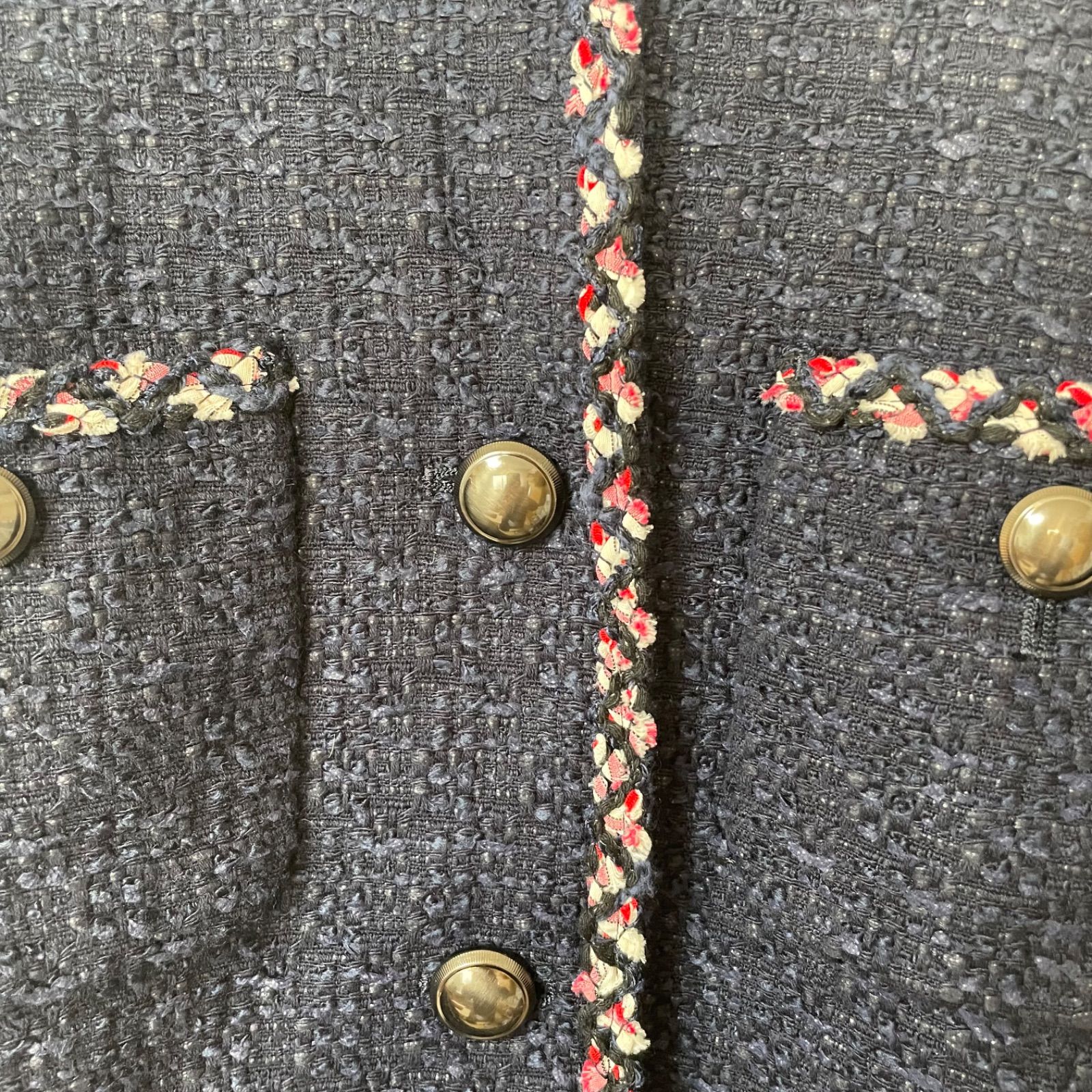 美品】ANAYI ミックスツイード ノーカラージャケット 38【ZK78