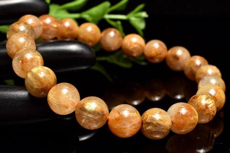 【新入荷】高品質ゴールドタイチンルチルブレス8.2〜8.8㎜（新品未使用）金運 1点物】金運向上！ ゴールドタイチンルチルクォーツ 8.5mm