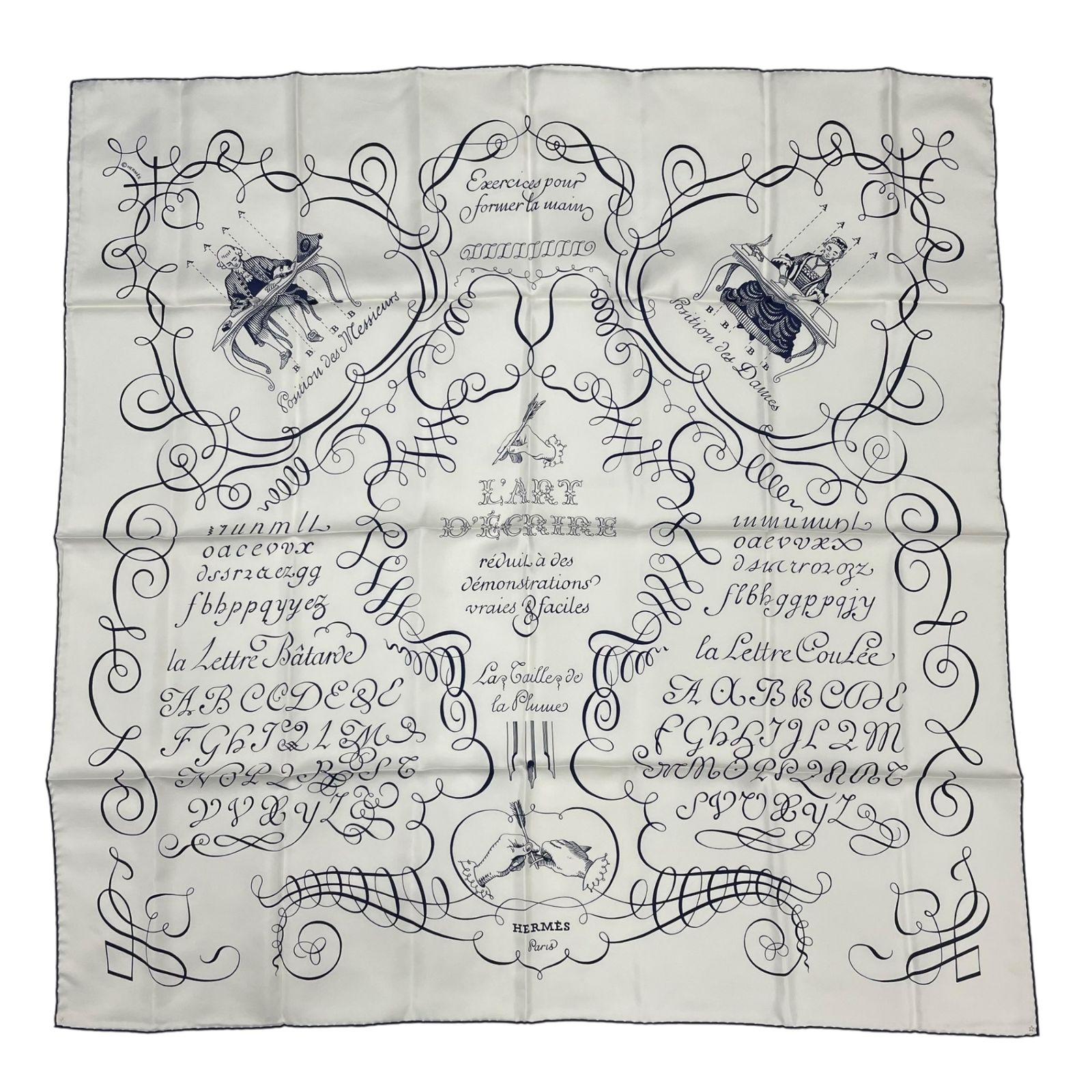 新品同様 HERMES エルメス カレ90 LART DECRIRE 書の芸術 スカーフ 