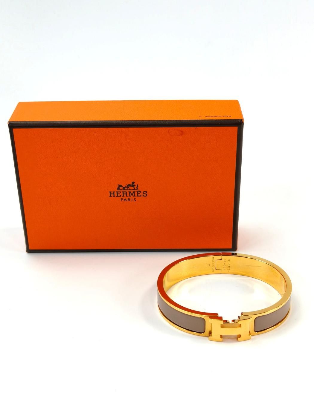 HERMES エルメス クリックH ブレスレット バングル ゴールド×マロン