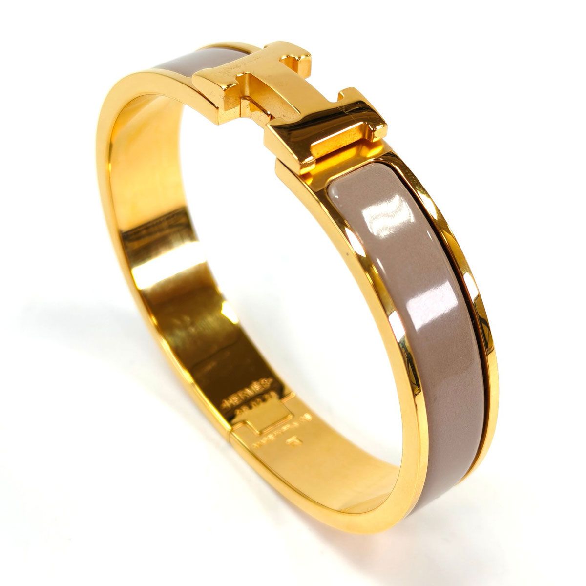 HERMES エルメス クリックH ブレスレット バングル ゴールド×マロン