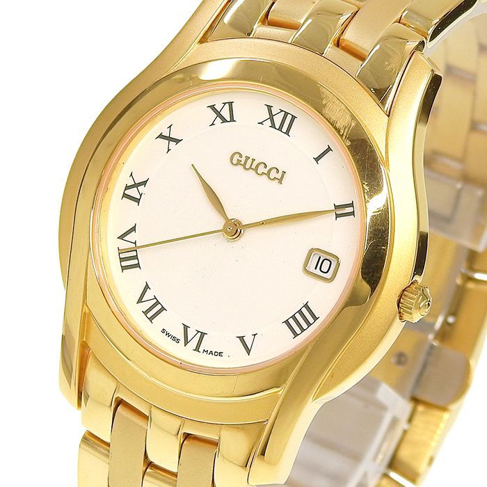 GUCCI グッチ 5400M ホワイト文字盤 SS ステンレススチール GP 腕時計 