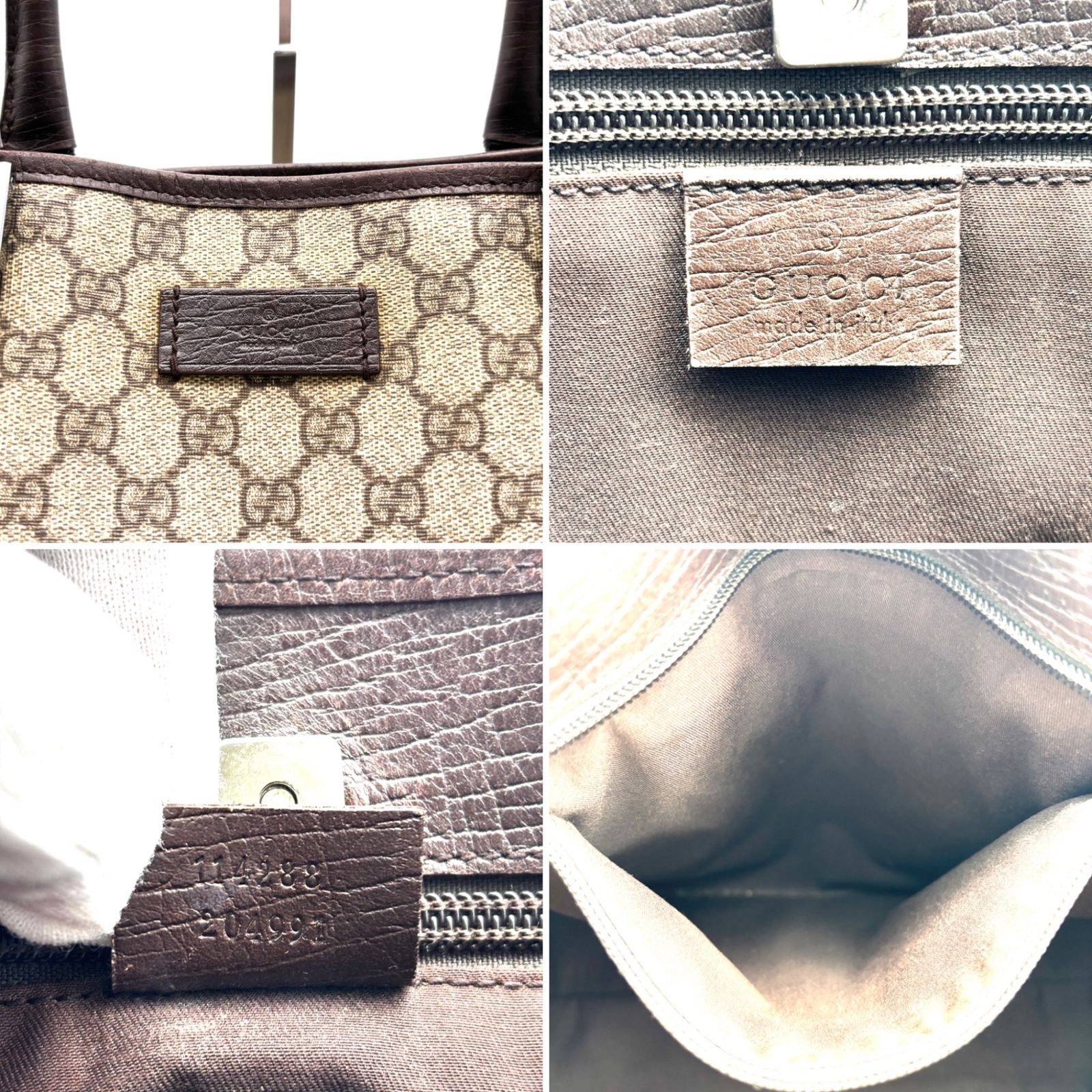 美品 GUCCI グッチ トートバッグ GG スプリーム ロゴプレート PVC