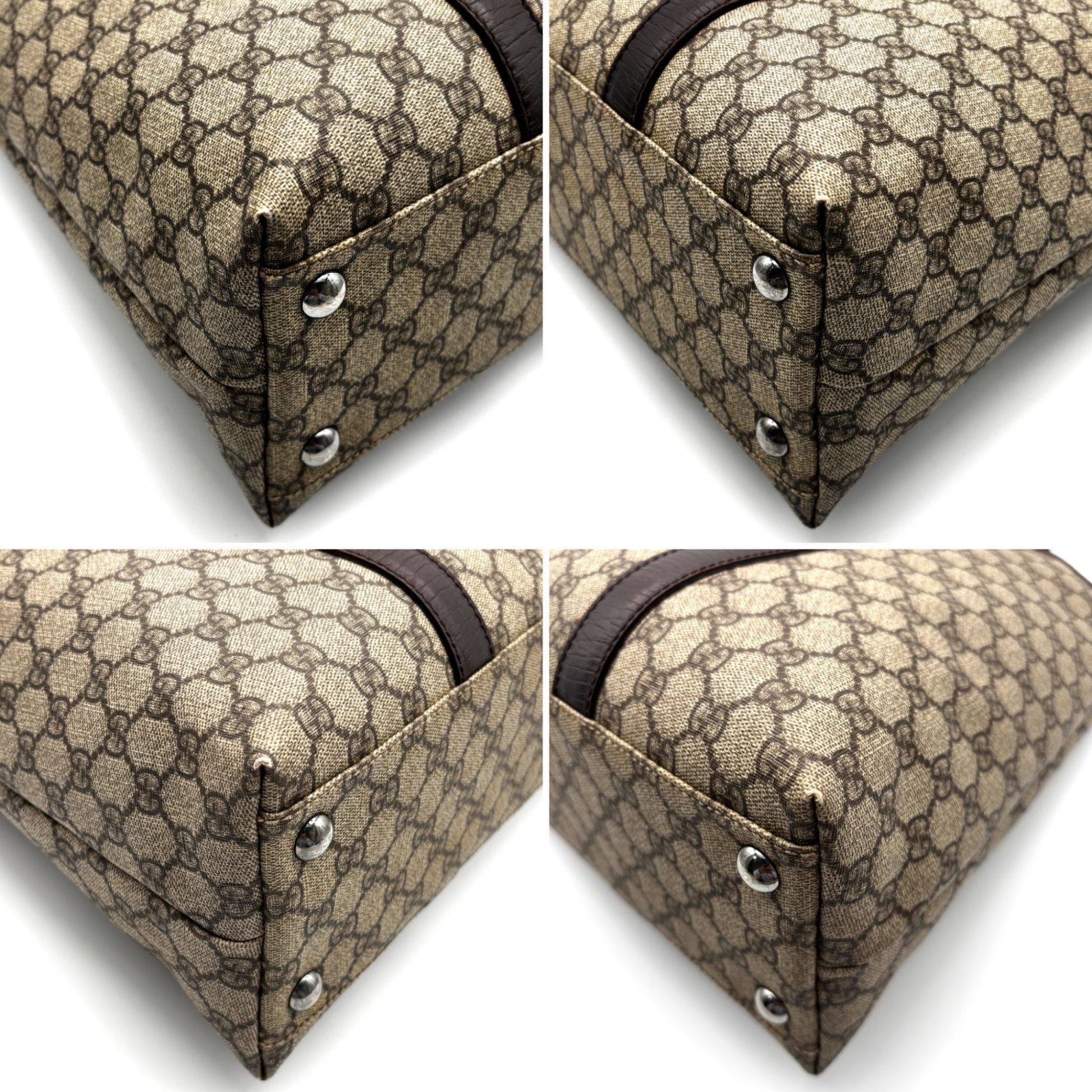 美品 GUCCI グッチ トートバッグ GG スプリーム ロゴプレート PVC