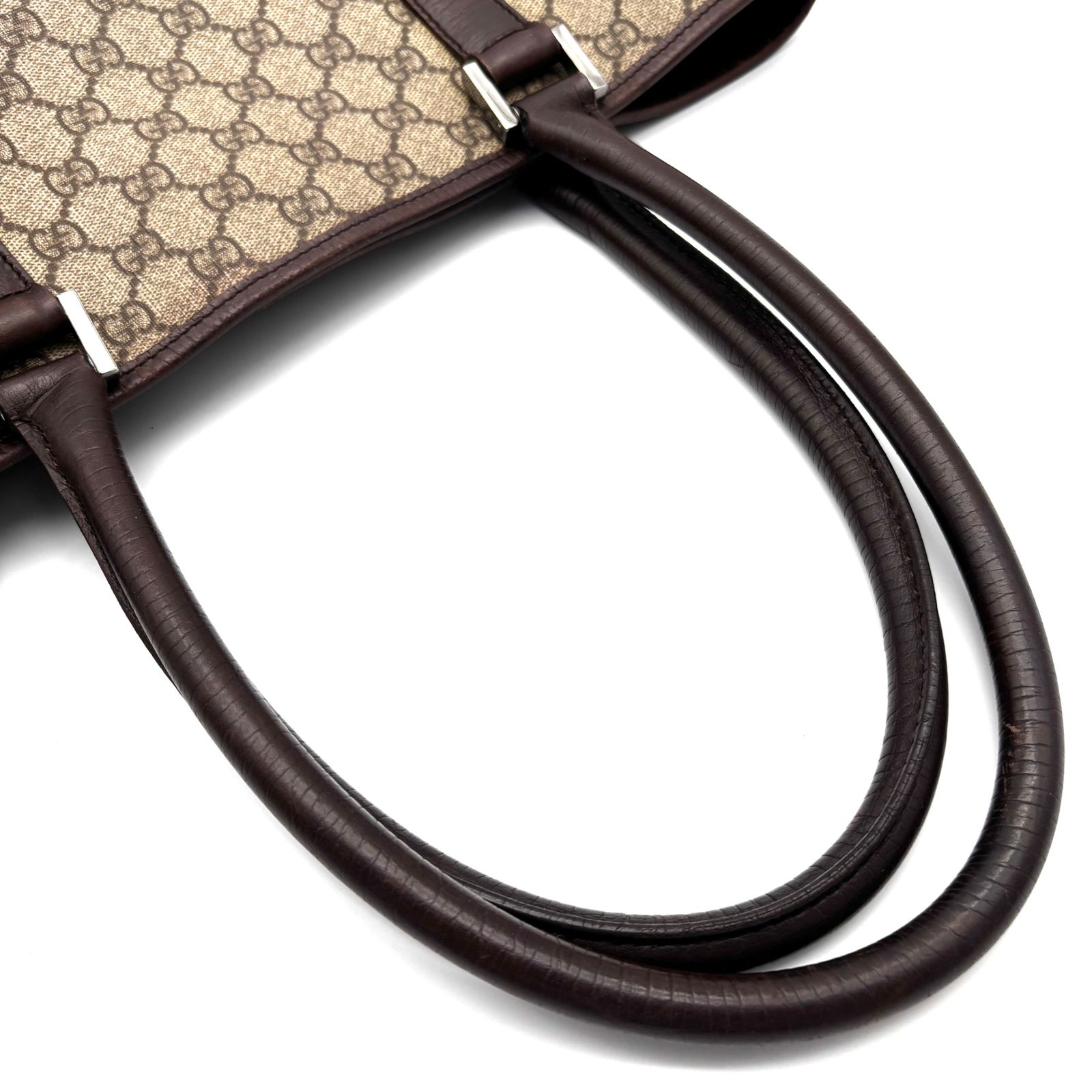 美品 GUCCI グッチ トートバッグ GG スプリーム ロゴプレート PVC